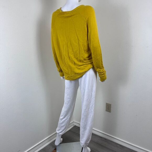 Sundry Women Size M Yellow White Stars Pullon Sweatpant Crew Neck Top Set Lounge - Picture 15 of 15